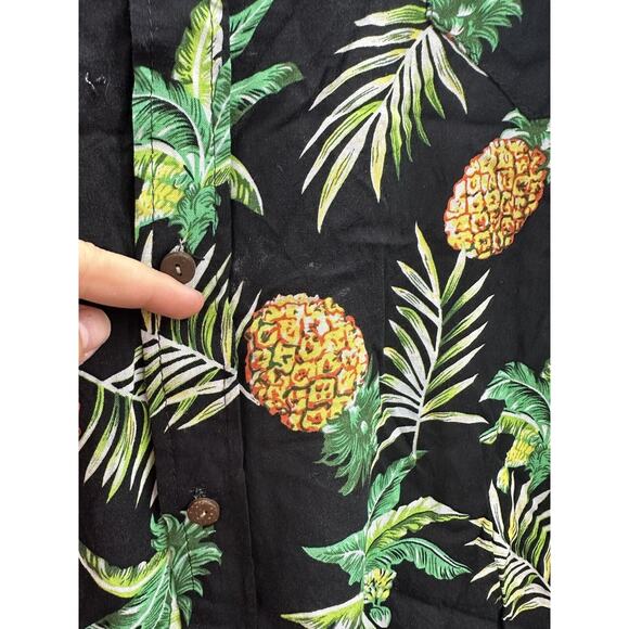 Mens Unbranded Black Floral Pineapple Short Sleeve Button Up Shirt Size Unknown - Picture 4 of 10